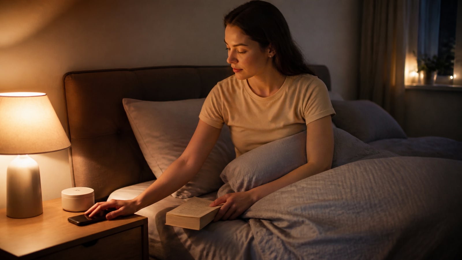 Rustige avondroutine in een slaapkamer voor het slapen