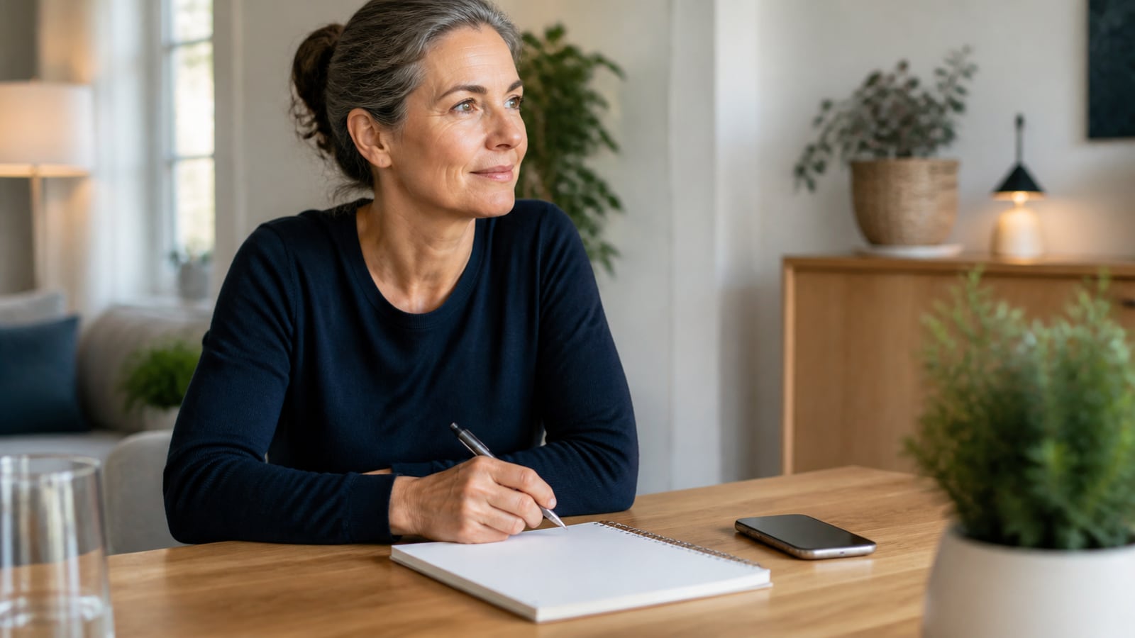 Persoon die vragen voor een verwijzing voorbereidt met een notitieboek